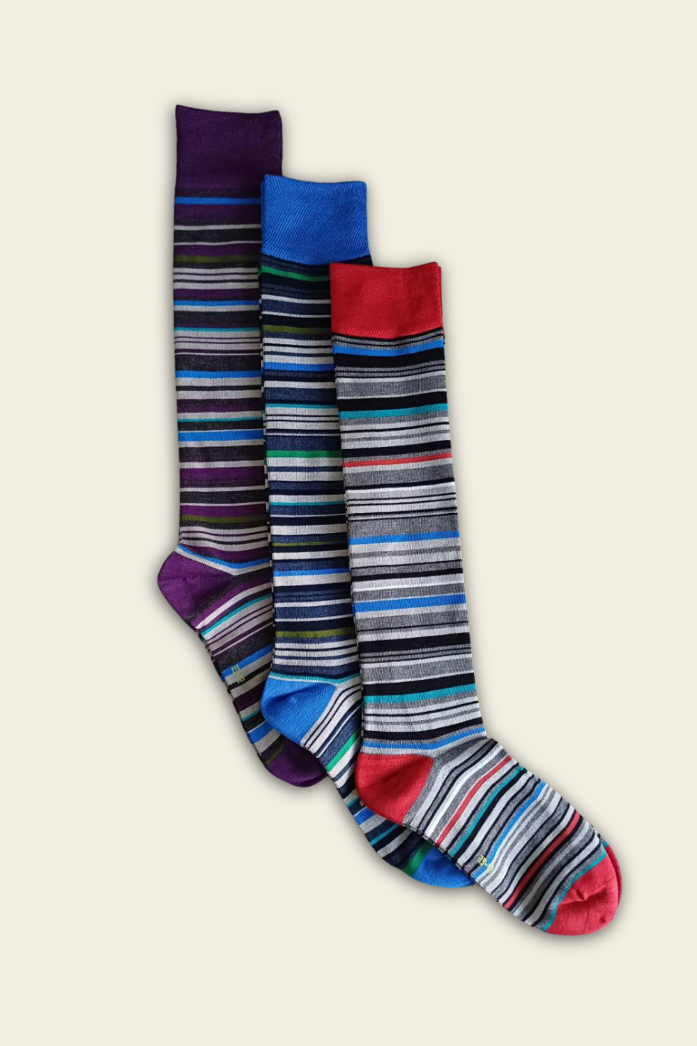 Bunte nahtlose kniehohe Bambus-Socken – 3 Paar