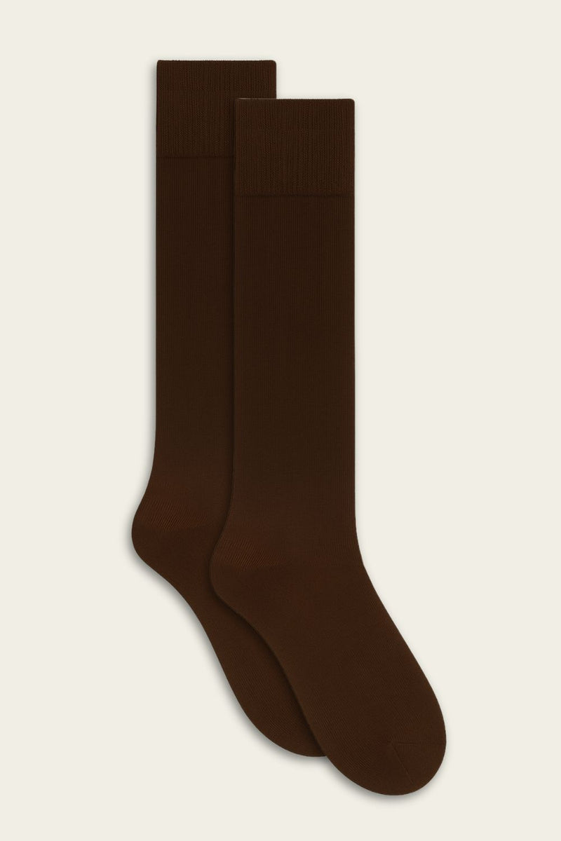 Braune nahtlose Kniehohe Bambus-Socken