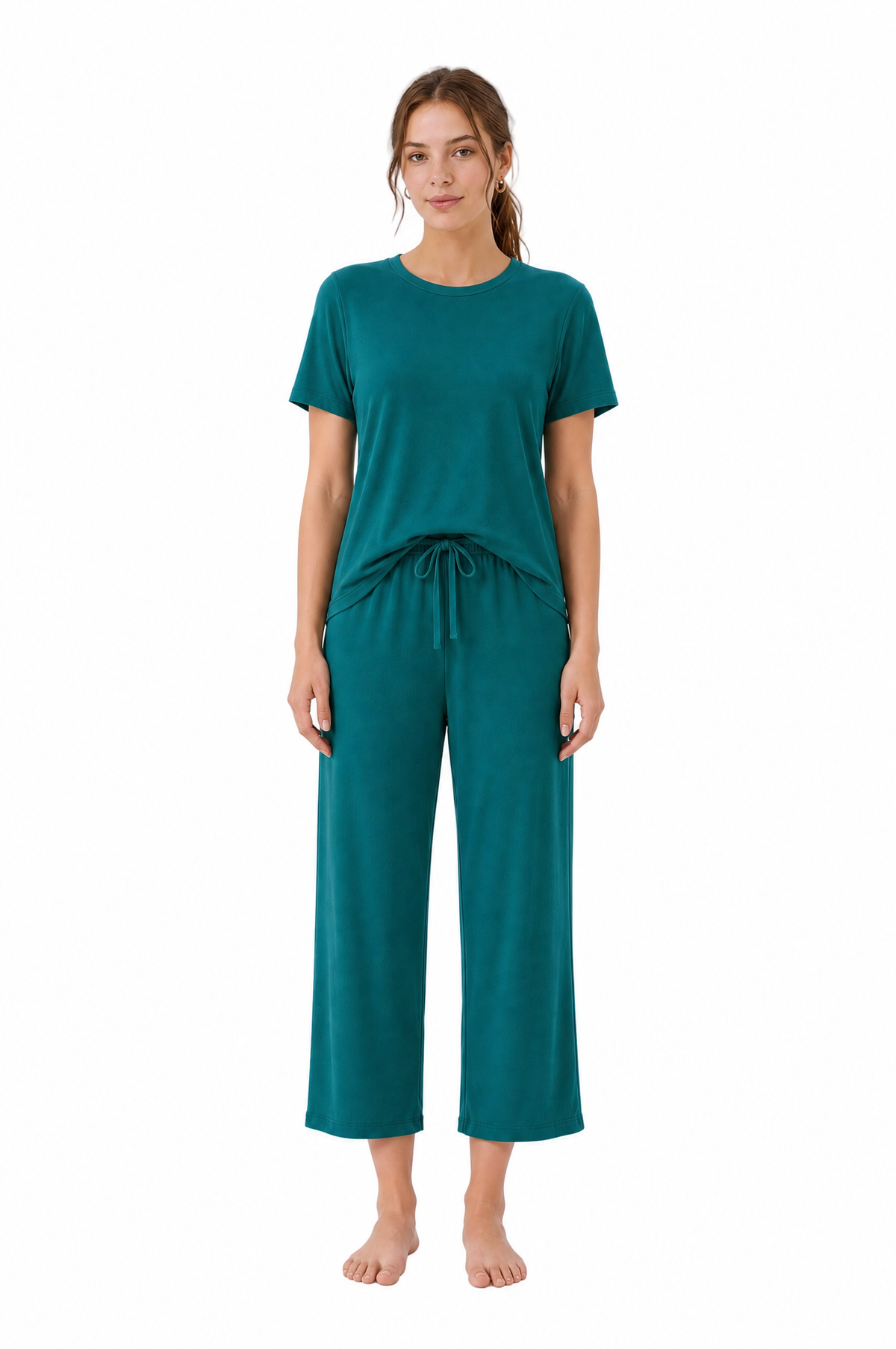 Short-Sleeve Bamboo Pyjama with Cropped Pants