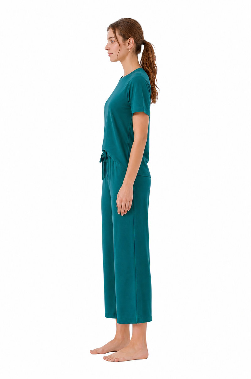 Short-Sleeve Bamboo Pyjama with Cropped Pants