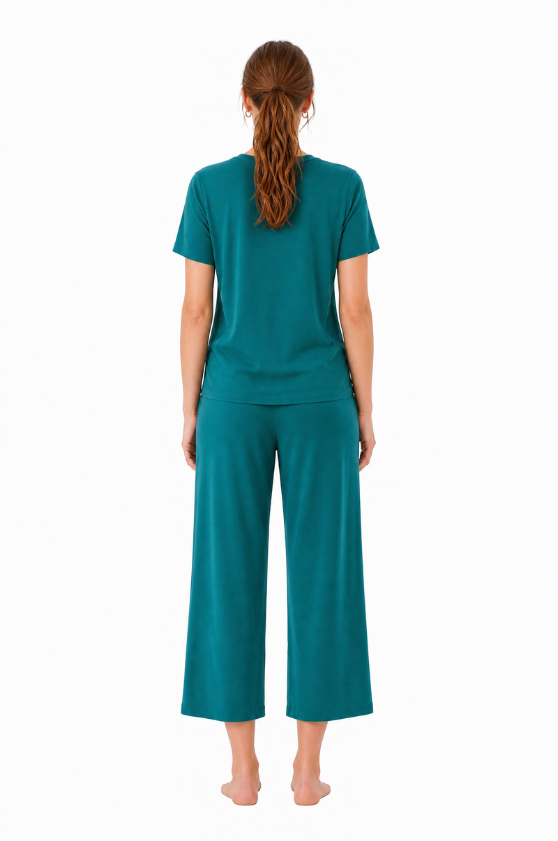 Short-Sleeve Bamboo Pyjama with Cropped Pants