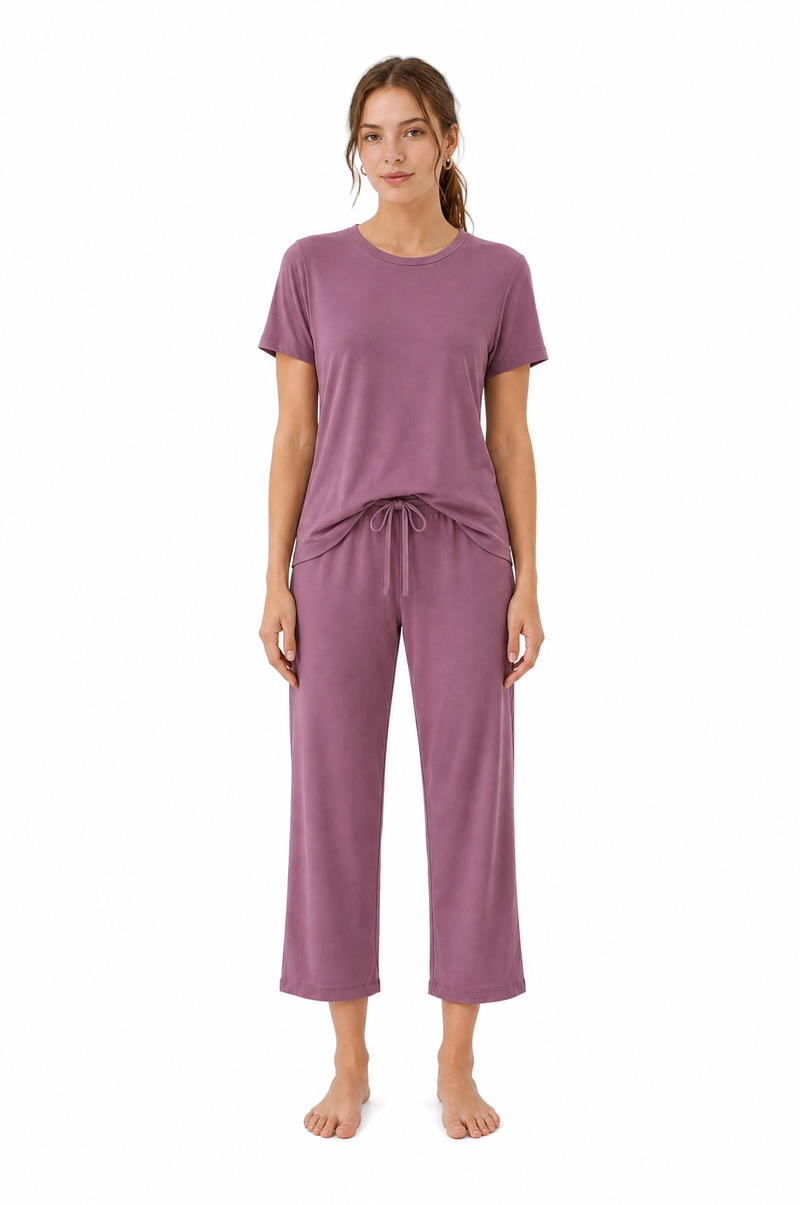 Short-Sleeve Bamboo Pyjama with Cropped Pants