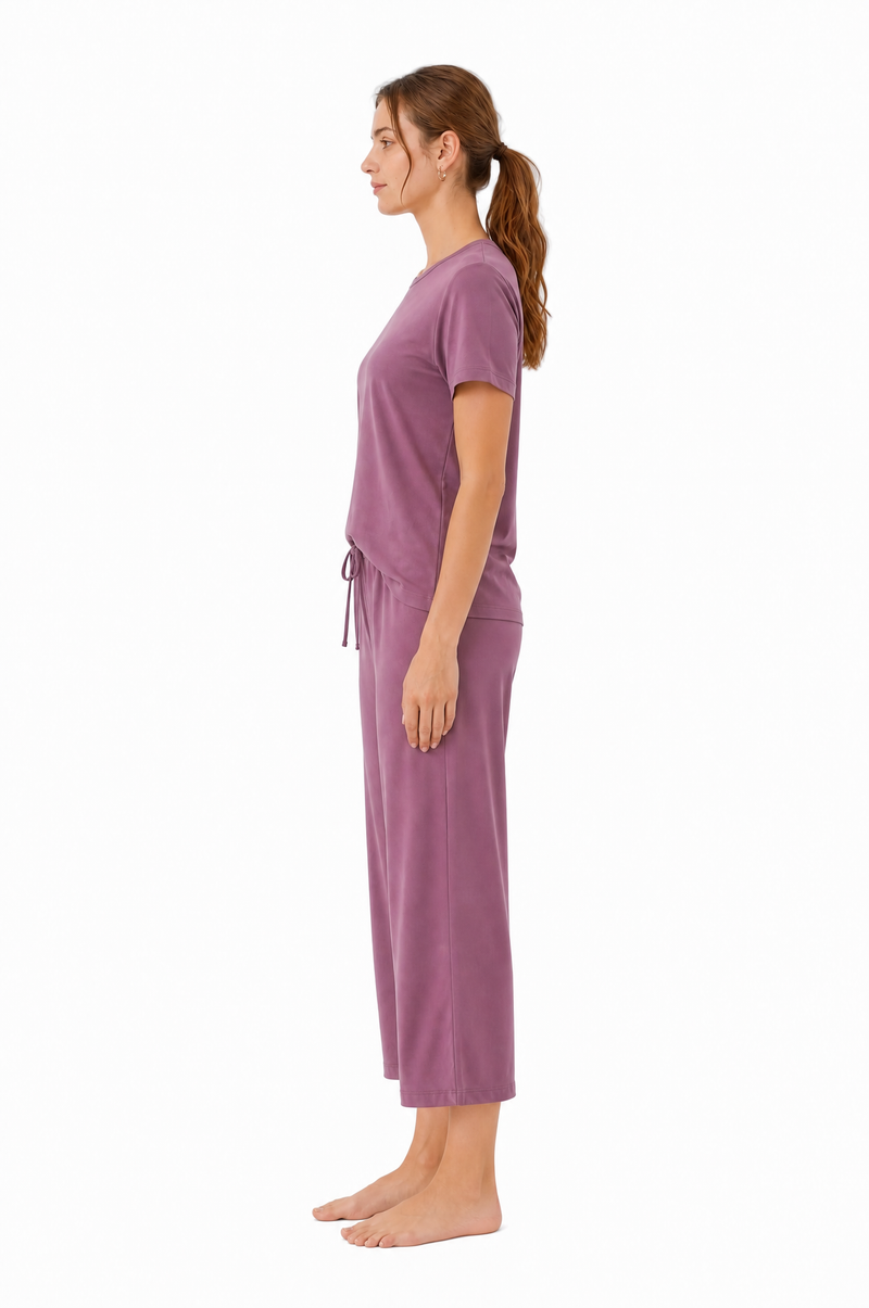 Short-Sleeve Bamboo Pyjama with Cropped Pants