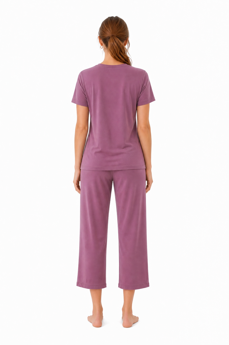 Short-Sleeve Bamboo Pyjama with Cropped Pants