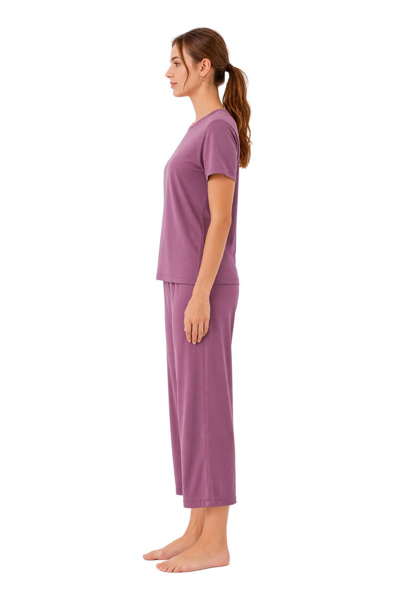 Bambus-Pyjama mit kurzen Ärmeln und Caprihose
